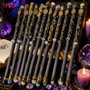 Premium Twelve Constellations Crystal Magic Wand, High-Quality Natural Rose Quartz Obsidian Fairy Scepter for Witch Cosplay, Gothic Home Office Tabletop Aesthetic Decor, Exquisite Gift for Magic Lovers