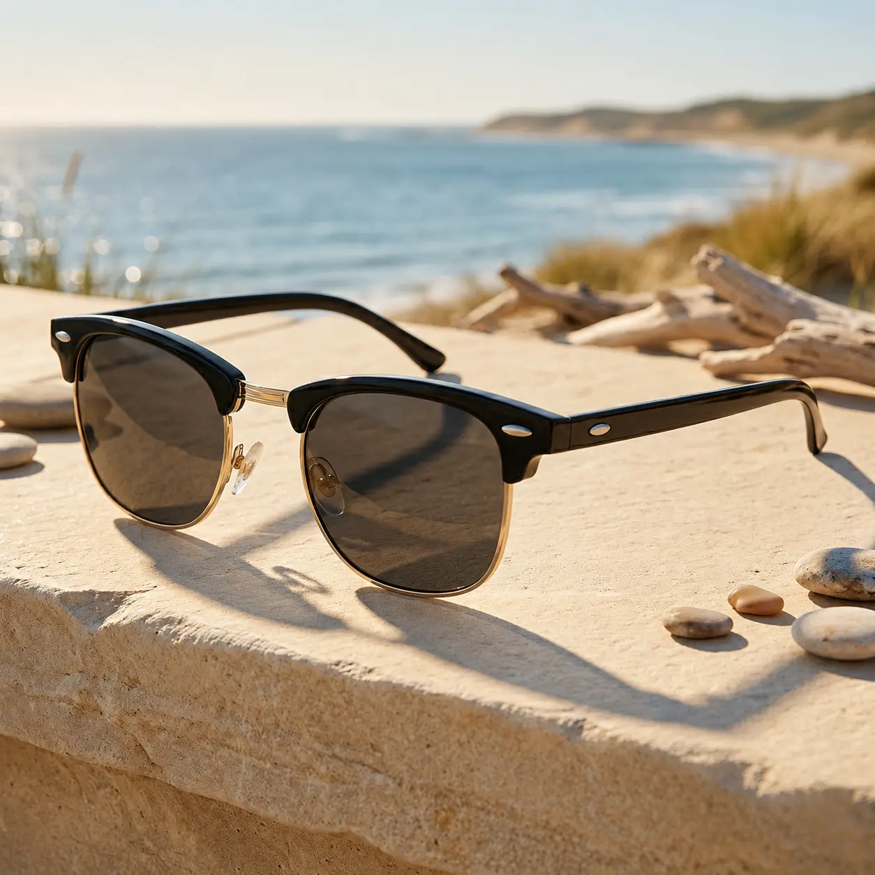 Unisex Classic Half Frame Polarized Semi-Rimless Sunglasses Unisex Classic Half Frame Polarized Semi-Rimless Sunglasses