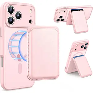 for iPhone 17 Pro Max Case with Wallet, Detachable Magnetic Wallet Stand, [MagSafe Compatible] Military Drop & Camera Protection, RFID Anti-Theft Card Holder for Commute & Travel - Pink