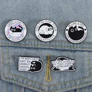 5pcs Cartoon fun cute style cat shaped alloy brooch accessory letter animal style versatile decorative pin