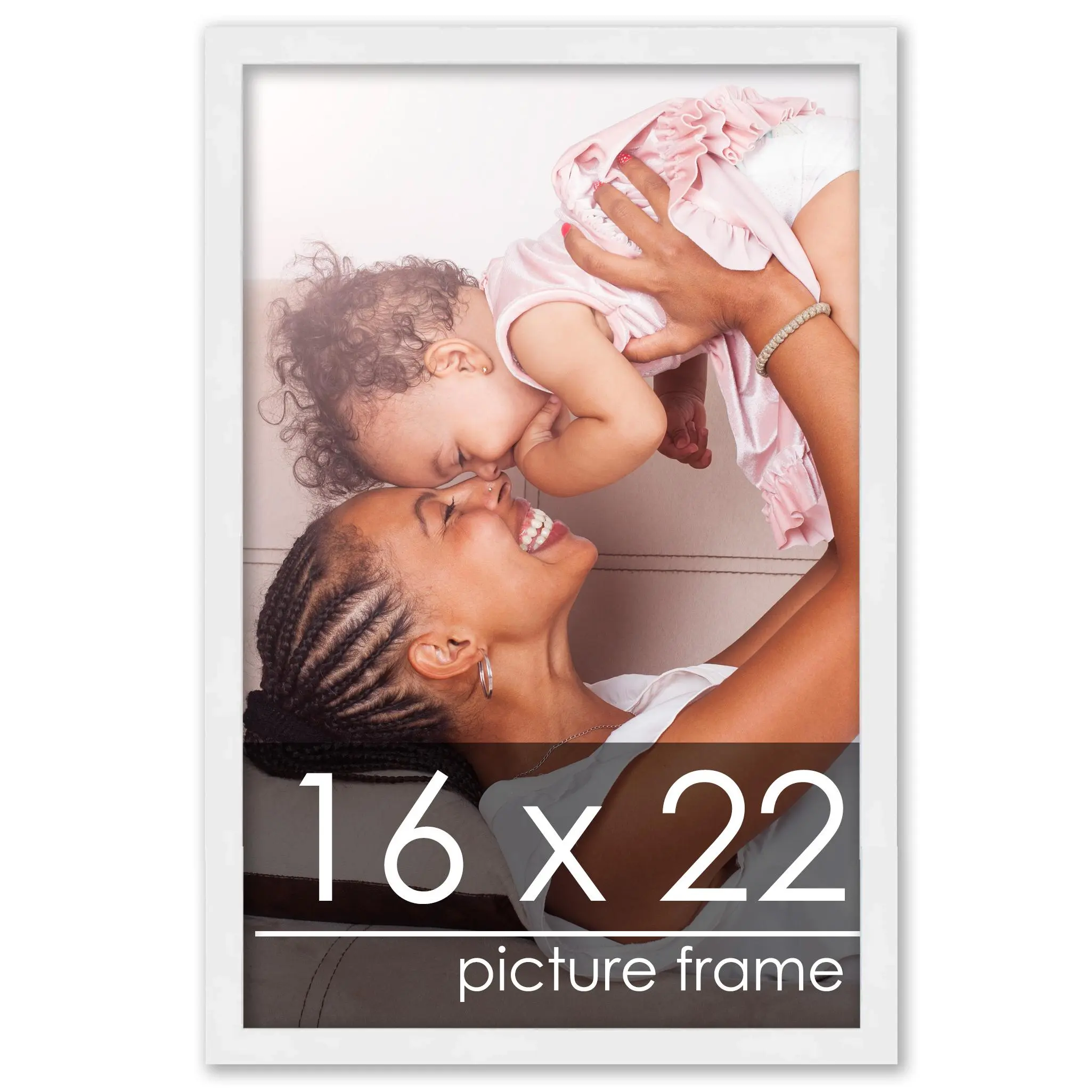 16x22 White Wood Picture Frame - UV Acrylic, Foam Board Backing, Hanging Hardware