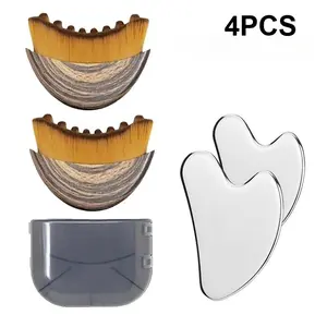 4pcs Body Care Set, Stainless Steel Gua Sha Board, Facial Lymph Brush, Lymphatic Drainage Tool for Contouring, Ideal for Home Massage and Skincare Routine