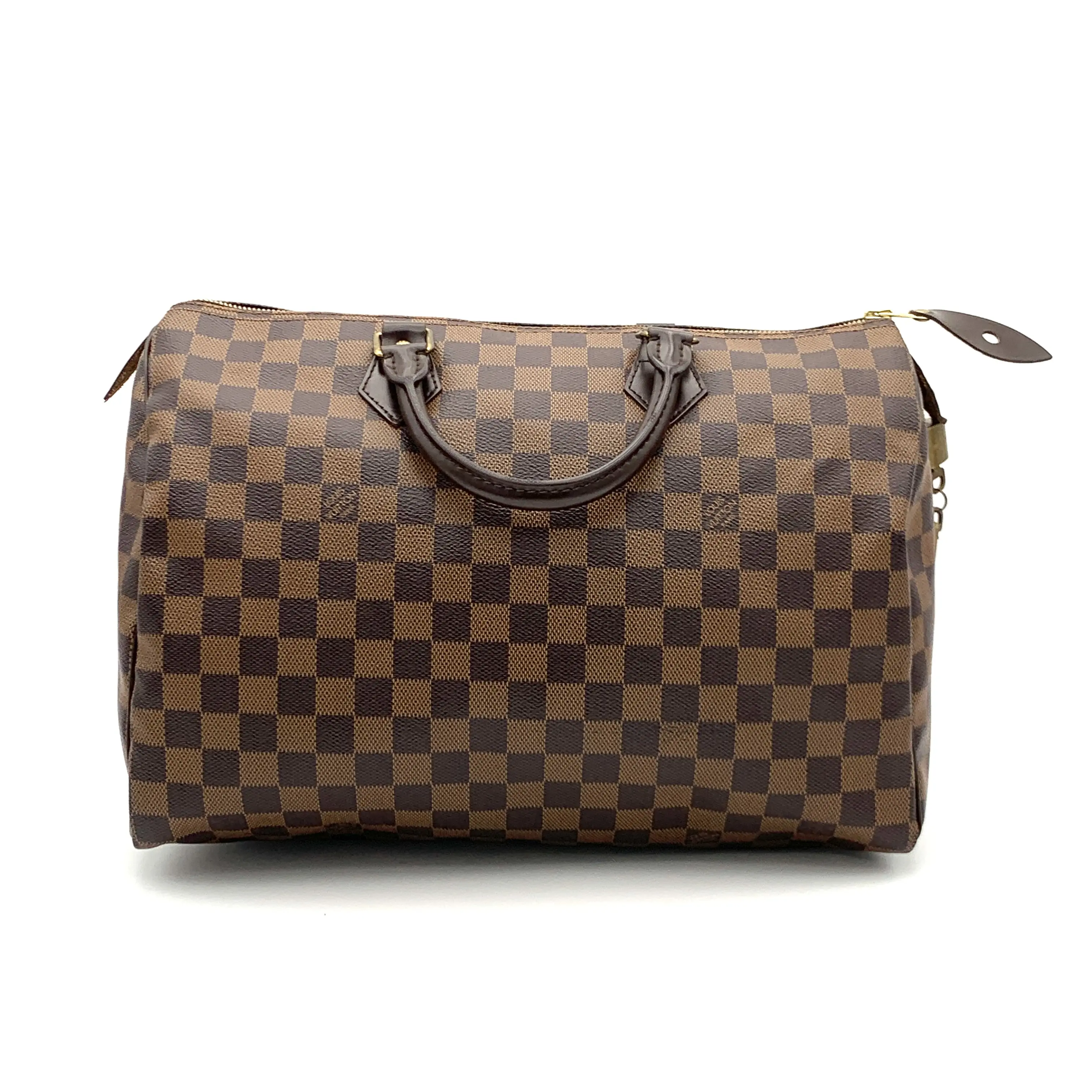 Pre-owned Louis Vuitton Canvas Coated Handbag Speedy Damier Ebene Brown 35 W/Lock&keys #4808