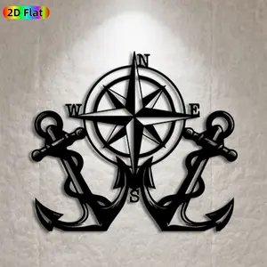 1pc Compass & Anchor Metal Wall Art, Nautical Compass Statue Mural, Ideal Gift for New Year, Christmas, Nautical Decor Enthusiasts, Rust-Resistant Metal Wall Decor Wall Sculptures, Perfect for Living Room Wall & Garden Fence, Unique Nautical Theme Decor