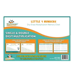 Channie’s 2 Pack Dry Erase Multiplication Memory and Practice Chart 18" x 12" Single & Double digit Math Practice