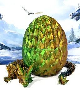 3D Printed Dragon with Egg, Articulated Crystal Dragon, 24 Inches Fidget ADHD Autism Toy D014-OBG-24