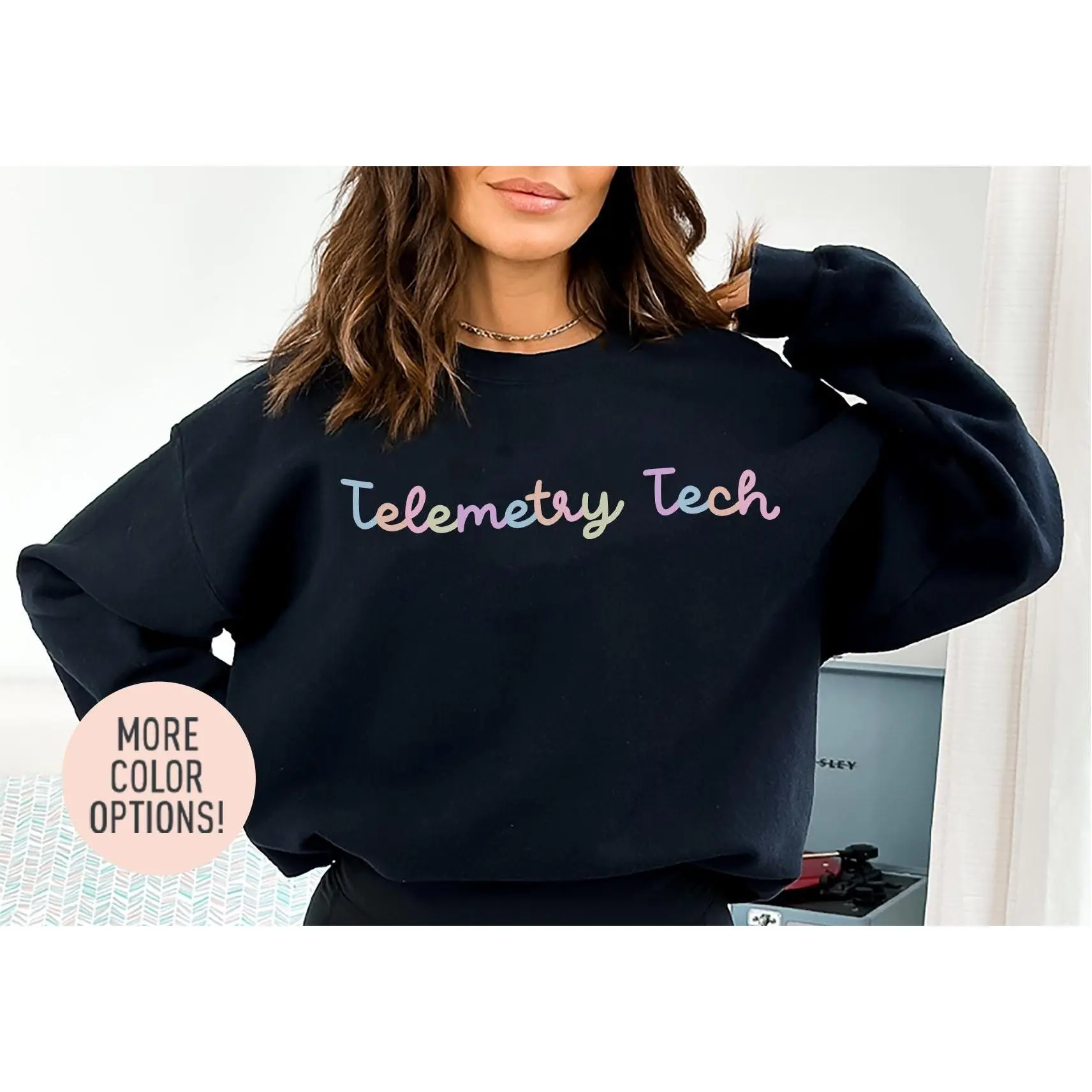 Telemetry Text Crewneck Telemetry Technician Crewneck Heart Monitor Specialist Gift Cardiac Tech Crewneck Gift For Nurse WCath Lab
