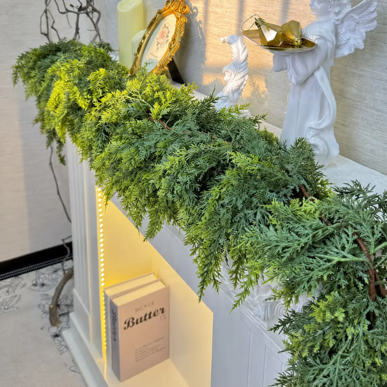 6ft Realistic Look Artificial Pine Garland with Pine Leaves, 1-4pcs Indoor Holiday Decor for Mantel, Doorway - Home Decor Ornaments