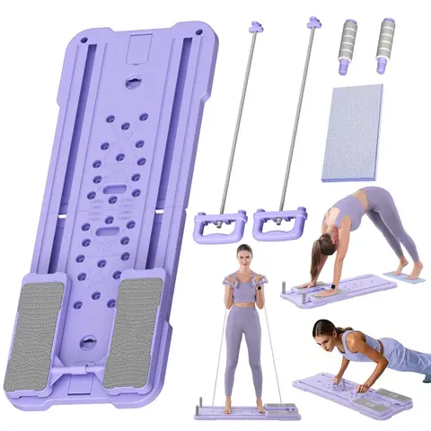 All-in-One Pilates Board I Foldable Home Ab& Core Trainer with Resistance Bands I FullBody Workout Equipment