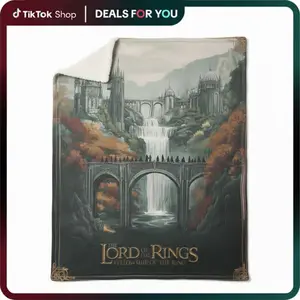 LOTR Rivendell Flannel Fleece Blanket | The Fellowship Of The Ring Movie Blanket, Fantasy Epic Tapestry, Tolkien Bridge Throw, Cozy Middle-Earth Decor, Gift for Fans, 25th LOTR Anniversary Gift