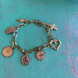 Gold Stainless Steel Holy Charm Bracelet