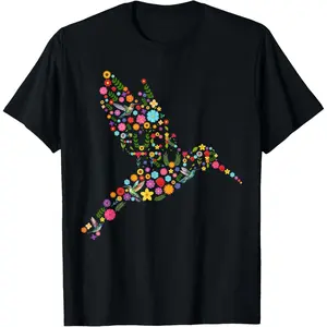 Subtle Anti Trump Floral Hummingbird Hidden Message T-Shirt