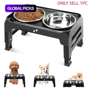 Elevated Dog Bowls for Small Medium Dogs, 3 Height Adjustable Raised Dog Bowl Stand with 2 Thick Stainless Steel Dog Food Bowls, Drinking Water Bowl, Non-slip Dog Feeder #GLOBAL PICKS