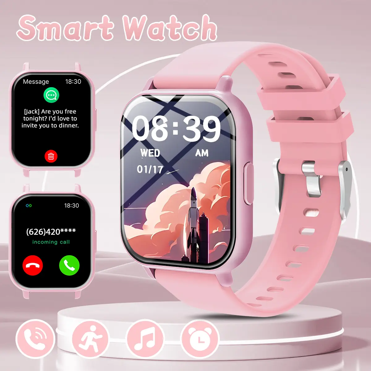 Multi-Functional Fitness Tracker Wristwatch - Bluetooth Calling Smart Device with 100+ Sports Modes, Running Support, Remote Camera Control, Silicone Build, Clock Display, Touchscreen for iPhone & Android (Ideal Gift), Devices, Watches For Women tiktoksho