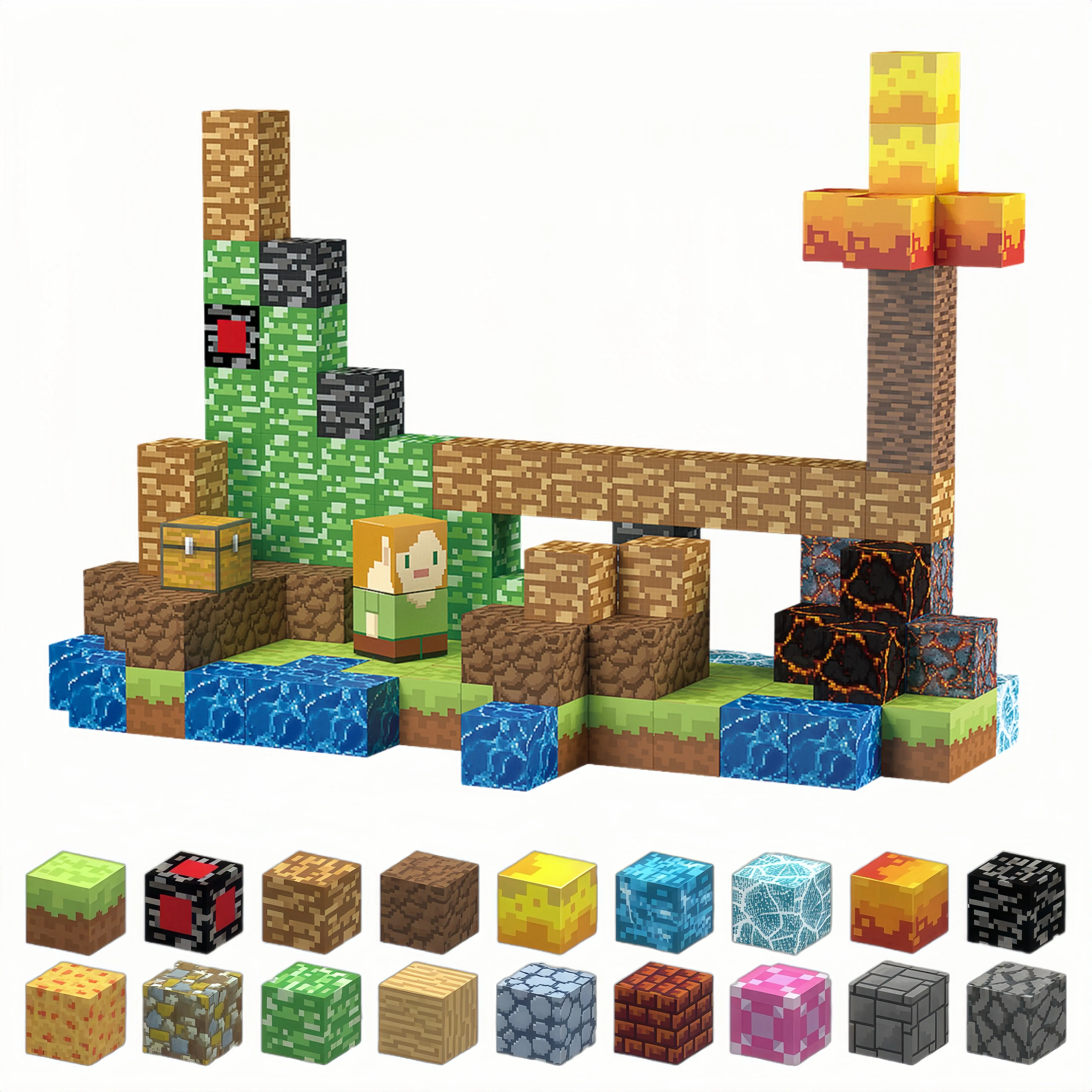 magnetic blocks - Magnetic Building Block with 6 Baseplate, Stacking Magnets for Kids, Sensory Toy for Toddlers STEM Learning, Birthday Gifts for 3+ Years Old Boys Girls