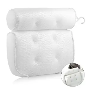 3D Mesh Bath Pillow with Suction Cups, Non-Slip Mat, Backrest Cushion, Bathroom Seat Pad, Comfortable and Durable, Bathroom Accessory