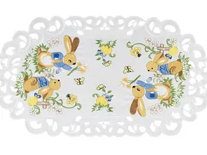 Linens Art And Things - Easter Bunny on White Table Runner (27"/ 35"/ 53")
