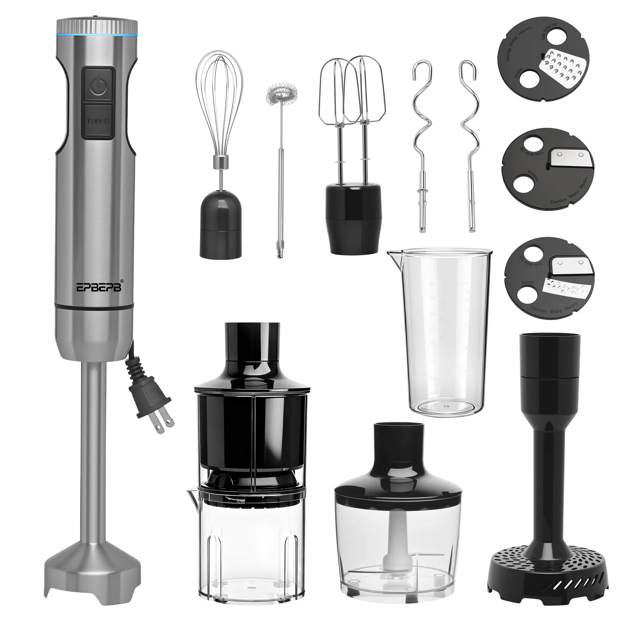 Handheld Immersion Blender Bundle, 1000W Powerful 11-in-1 Set for Smoothies,Orange Juicer,Minced meat,Milk frother,Egg Beater, Dough Hook, Vegetable Chopper, Potato Masher