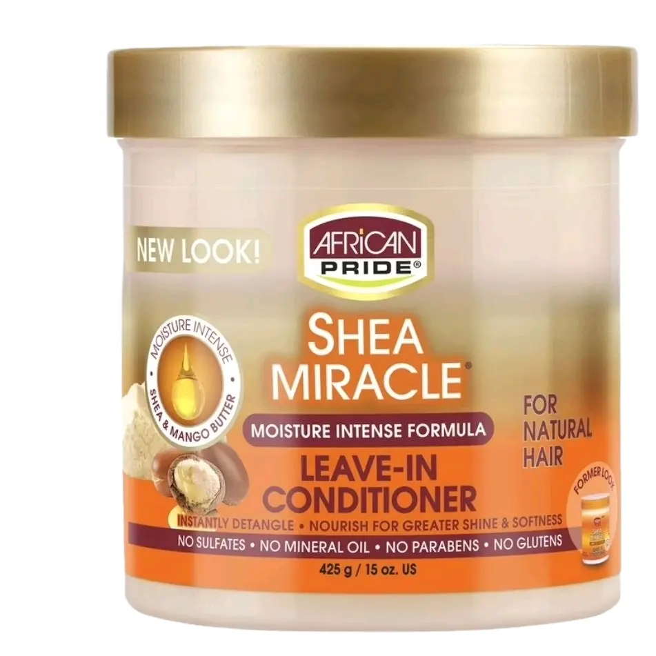 African Pride Shea Butter Miracle Leave-in Conditioner 15 oz - Moisturizing Formula for Curly Hair, No Sulfates, No Minerals, No Parabens