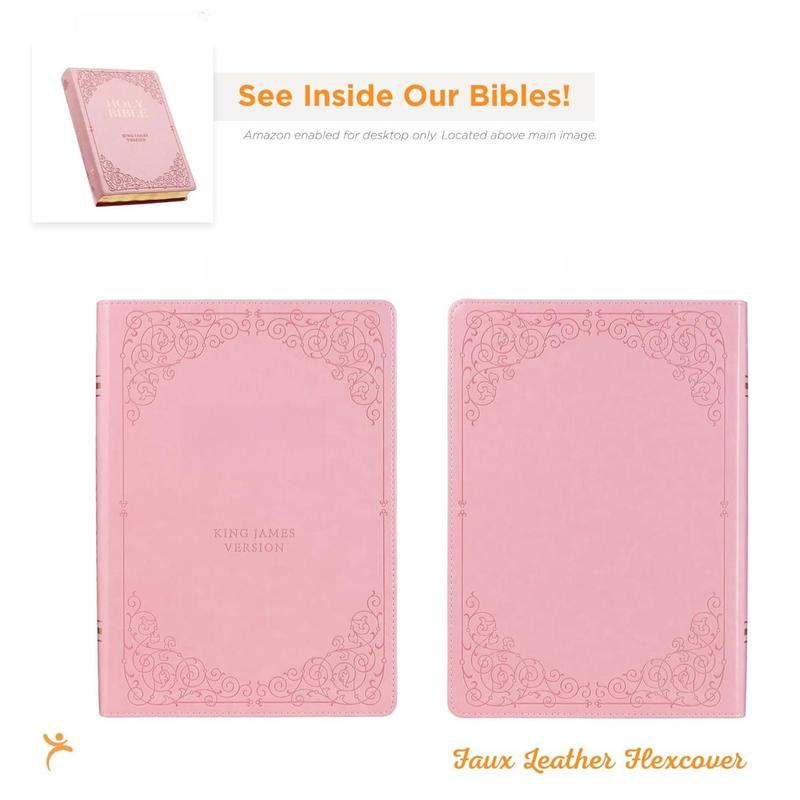 KJV Holy Bible, Giant Print Full-size Faux Leather, Pink, King James Version, Thumb Index & Ribbon Marker, English, Christian Art Gifts