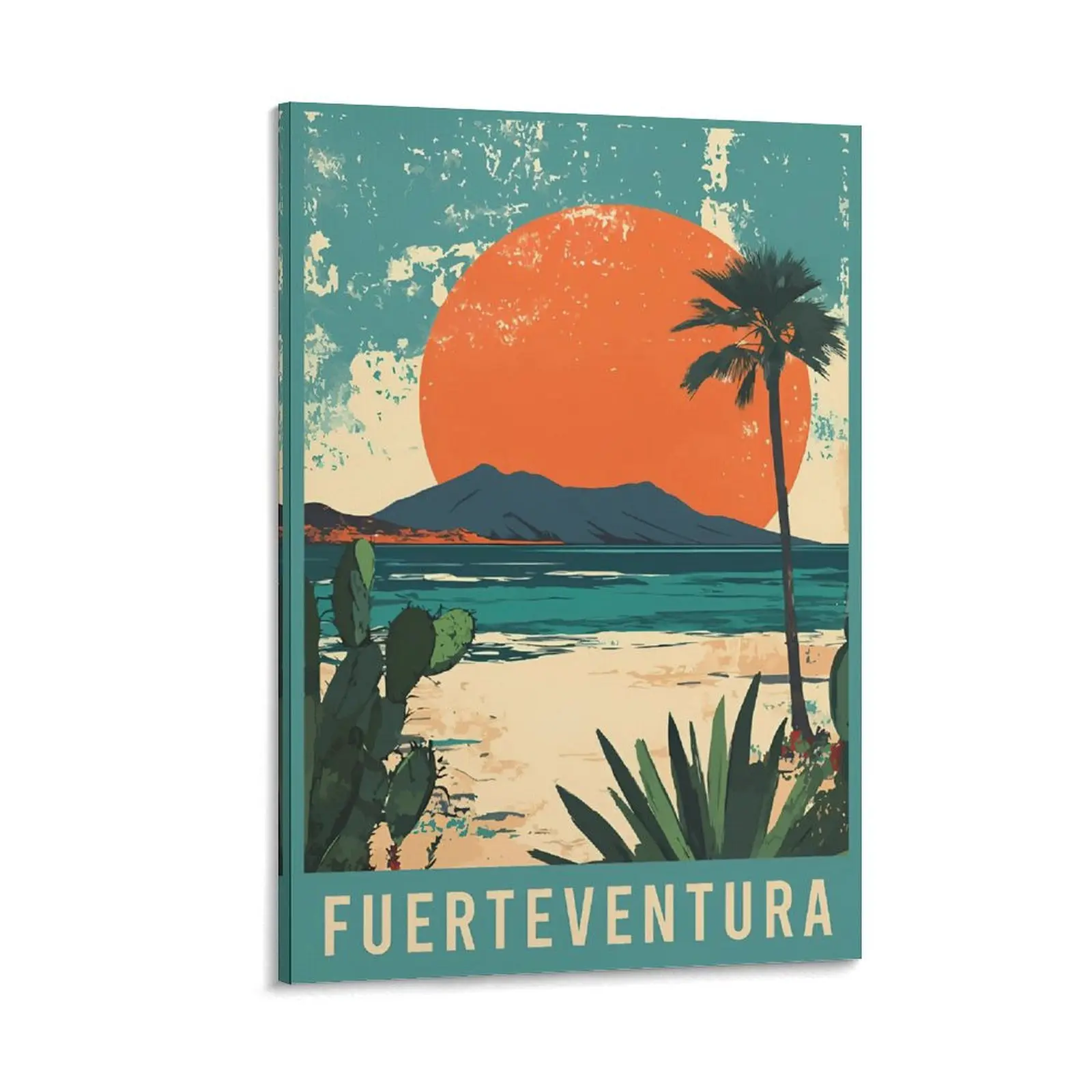 Vintage Travel Canvas Poster, Decoration Gift for Travel Lovers, Tropical Beach Sunset Wall Art for Beach House, Home Office, Living Room Canvas Poster Bedroom Decor Sports Landscape Office Room Decor Gift Frames Ornaments Artistic Photo Print Frame-Style