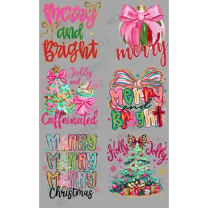 MERRY & BRIGHT (6) PREMADE GANGSHEET - 22X36 DTF TRANSFERS - DIRECT TO FILM