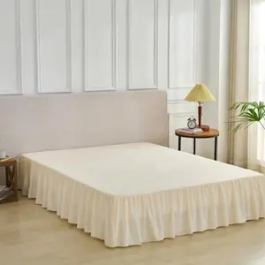 Bed Skirt Full Size Ruffled Bed Skirt with Split Corners, Full Bed Skirts 12 Inch Drop with Platform, 12'' Full, Beige