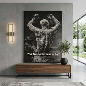 Charles Oliveira Poster, UFC Wall Decor, Glory to God, Brazil MMA Fan Gift, Man Cave Dorm Room Art, Rolled Posters - No Frame