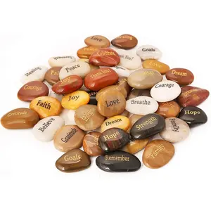 50 count Engraved Rocks Different Words Inspirational Stones Bulk Faith Stones Zen Stones Gratitude Rocks  Prayer Stones Encouragement Rocks, 2"-3" Each