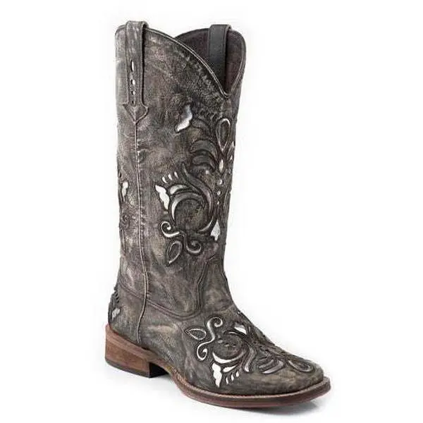 Women's Roper Belle Leather Boots Handcrafted Brown