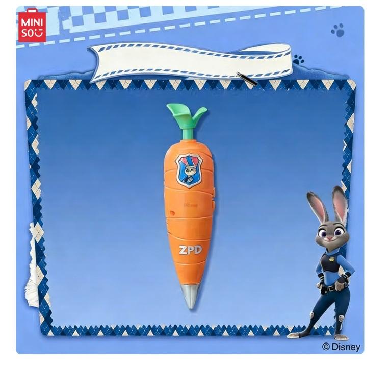 MINISO Disney Zootopia Judy Hopps' Police Life Carrot Pen - Voice Recorder & Smooth-Writing Ballpoint, Cute Collectible Gift Holiday & Holiday Haul