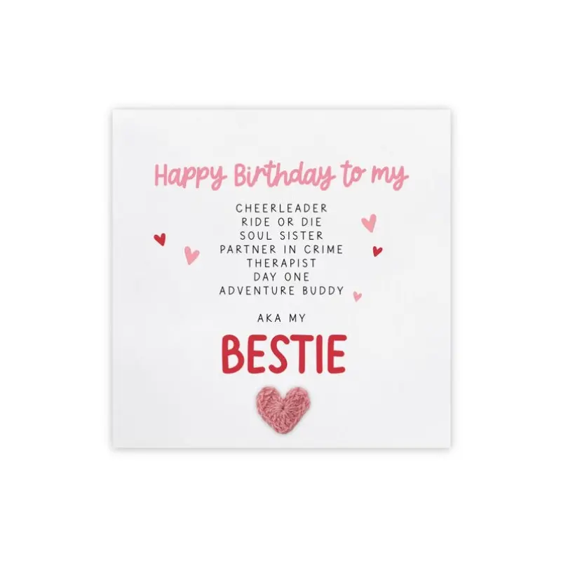 1pc Best Friend Birthday Card, Poem Card for Friend, Heartfelt Letter to Bestie, Unique Friendship Gift for Her Birthday
