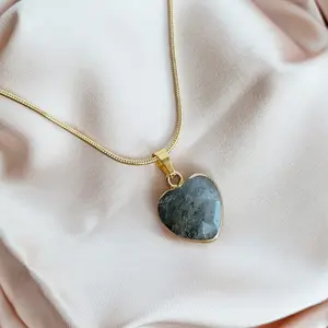 LABRADORITE | 14k Gold Raw Gemstone Necklace | Crystal Healing Jewelry