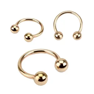Fifth Cue Rose Gold Surgical Steel Horseshoe Barbell Ring 14GA 5/16"