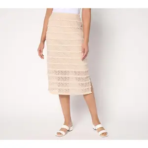 Susan Graver Soleil Petite Novelty Knit Midi Skirt