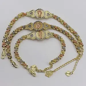 Saint Jude Saint Benedict Virgin of Guadalupe Adjustable Bracelets 14k Gold Plated 7 Inches with 2 Inch Extension for Any Wrist Size