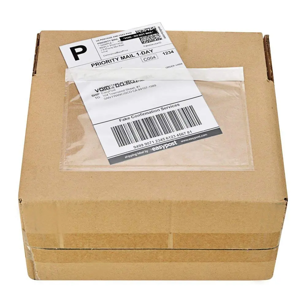 7.5" x 5.5" Clear Adhesive Top Loading Packing List/Shipping Label Envelopes (500 Pack)