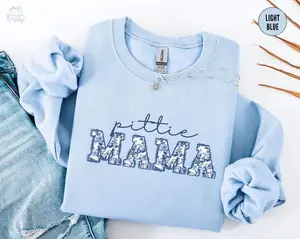 Blue Floral Pittie Mama Sweatshirt, Pitbull Mom Sweatshirt, Toile Pit Bull Sweatshirt, Bully Breed Dog Crewneck Sweatshirt, Dog Lover Mother’s Day Gift - EVA RAMOS