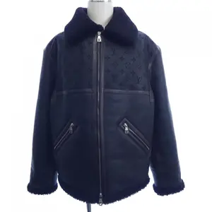 Pre-owned Louis Vuitton Lambskin Small Leather Goods Shearling Bombardier Shearling Jacket