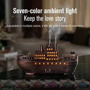 Ship Scent Diffuser Humidifier, Type-C Charging, Seven-Color Atmosphere Lamp Remote Control Timer, Bedroom Sleep Aid, Office Desktop Mist Spray