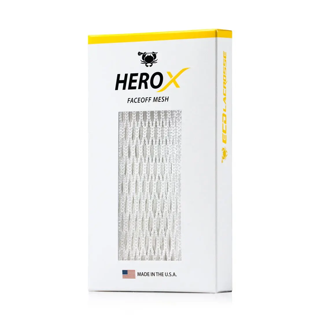 ECD Hero X Faceoff Lacrosse Mesh, High-Control Design, Integrated Flex Zones, Secure Snapback Grip, Durable Construction for Intense Play, Maximum Snapback, Mesh Fiber, Strategic Flex Zones