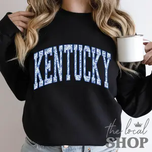 Blue Floral Kentucky Sweater Boho Kentucky Sweatshirt Varsity Style Kentucky Shirt Blue Flowers Aesthetic Kentucky State Sweater Unisex Fit