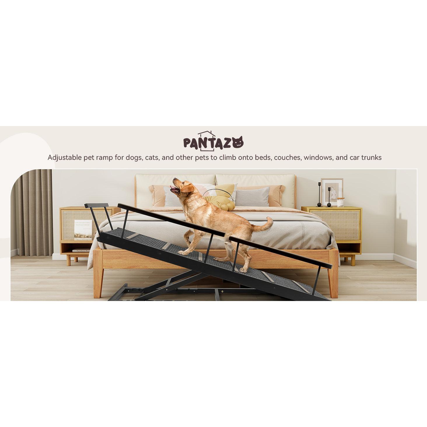 Folding Solid Wood Dog Ramp with Safety Rails