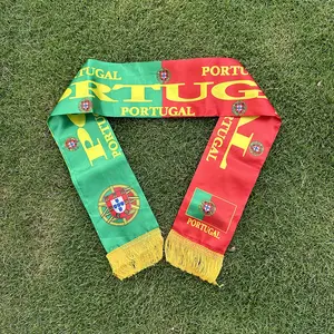 SKY FLAG Portugal scarf 14x130cm Double Side Printing Satin Football Soccer Fans Portugal Scarf flags banner