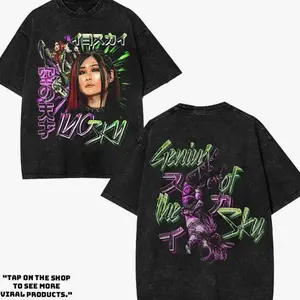 Iyo Sky - WWE4U Edition Double Printed Oversize Lightweight Acid Washed Tee Vintage WWE4U Fans TV Series Graphic Design Top Cotton Wrestling Streetwear T-Shirt Clothes Menswear Womenswear. 1MW