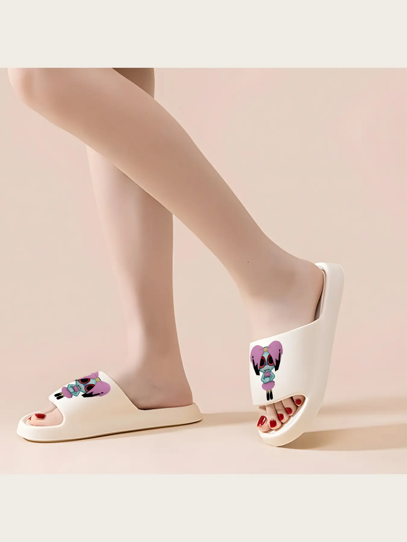 Cute Cartoon Character Slippers with Big Bow and Red Eyes Comfortable Non-Slip Indoor Home Slippers for Kids and Teens Soft Sole Warm Winter Footwear Novelty Anime Inspired Shoes