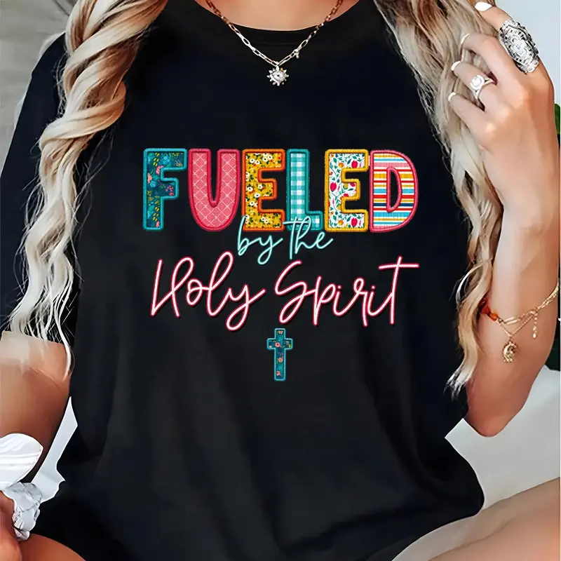 Women's Graphic Letter Print Round Neck Design Tee, Vintage Trendy Fashion Casual Summer Short Sleeve T-shirt Top for Daily Wear, Ladies All Seasons Clothes Statement