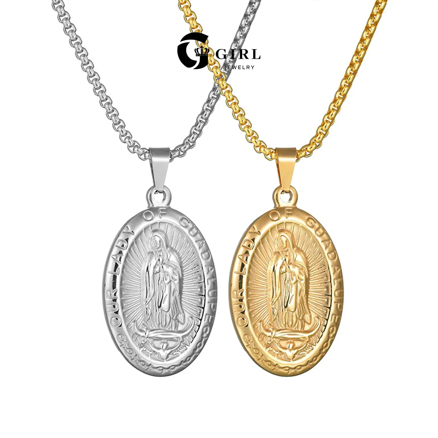GGIRL Retro Oval Brand Accessories Virgin Mary Pendant Stainless Steel Pendant Necklace,Gift For Girlfriend, Stylish Jewelry For Men And Women, Anniversary Birthday Mother'S Day Gift