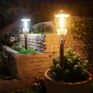 Summervibes [Mother's Day Gift] Ambient Garden Lights, Elegant Solar Pathway Lights Outdoor, Warm & Cool Lighting, Super Bright, IP65 Waterproof, Auto On/Off Garden Lights for Yard, Driveway, Pathway, Patio