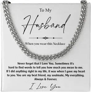 Promise Cuban Chain Necklace for Him Sentimental & Birthday Gift Ideas for Husband, Boyfriend, To My Man Husband Best Necklace Gift